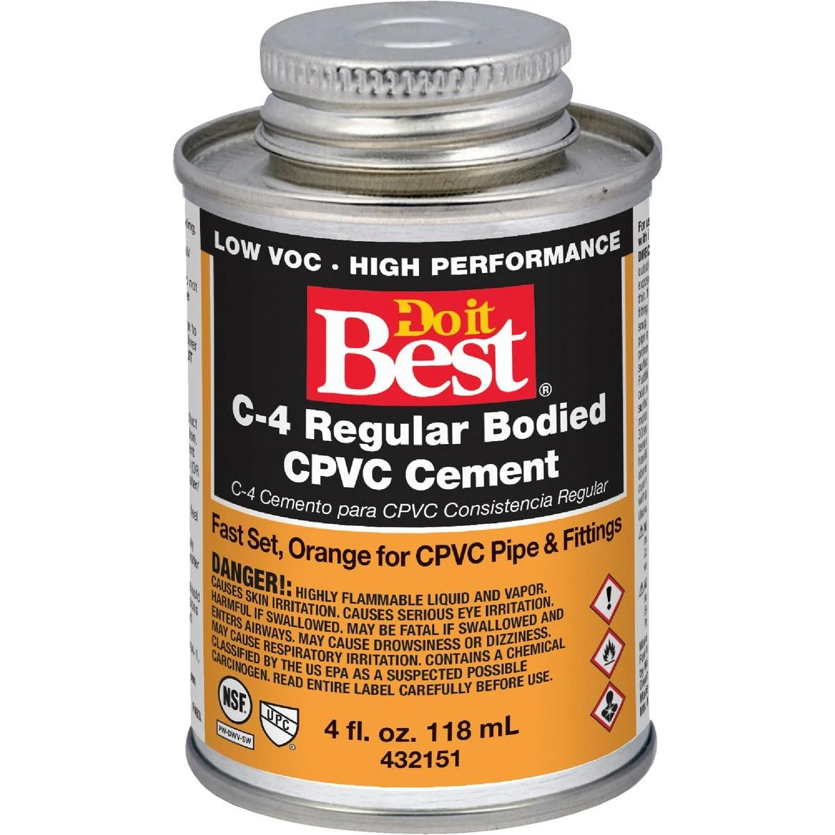 4 Oz. Regular Bodied Orange Cpvc Cement