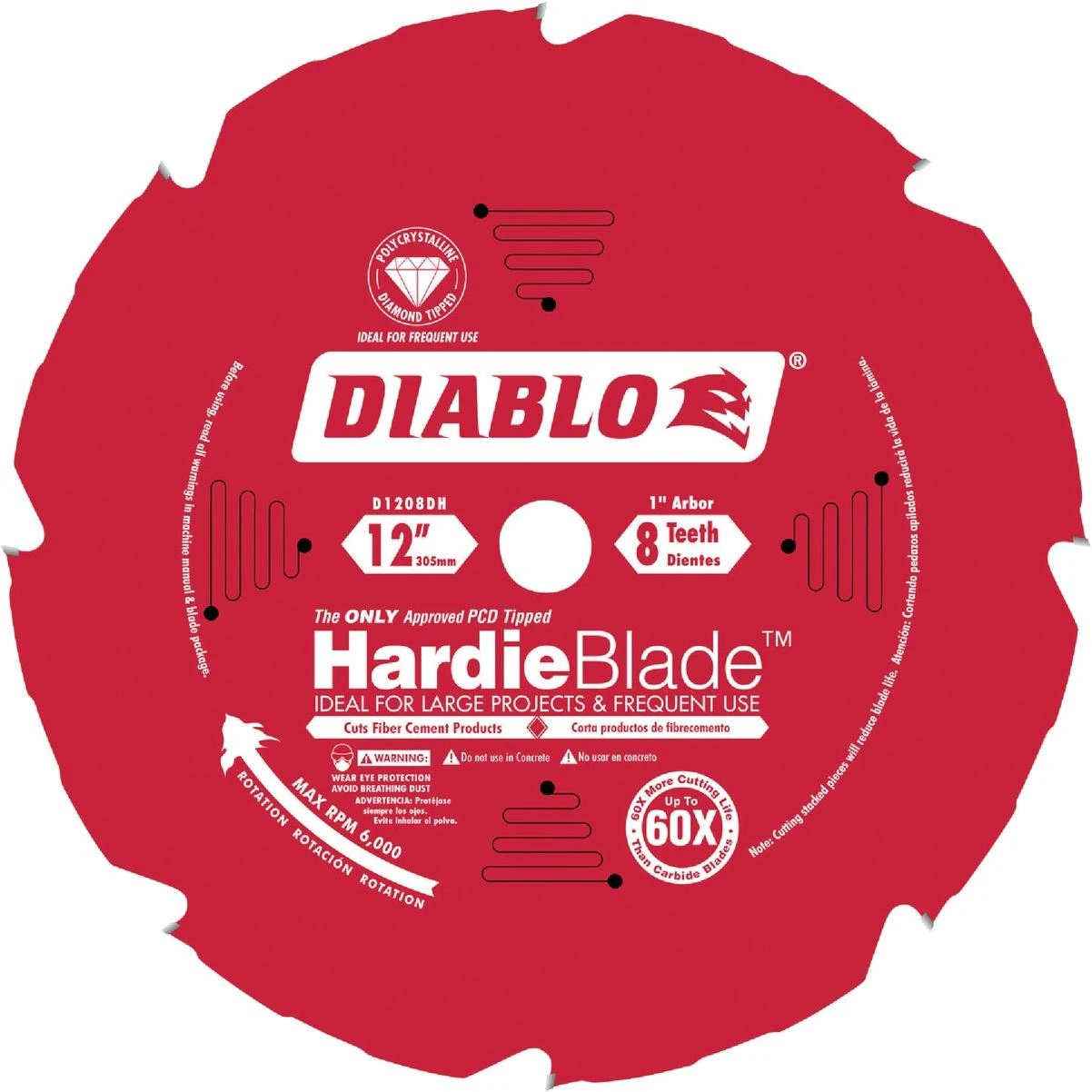 Hardieblade 12 In. 8-tooth Pcd Fiber Cement Circular Saw Blade