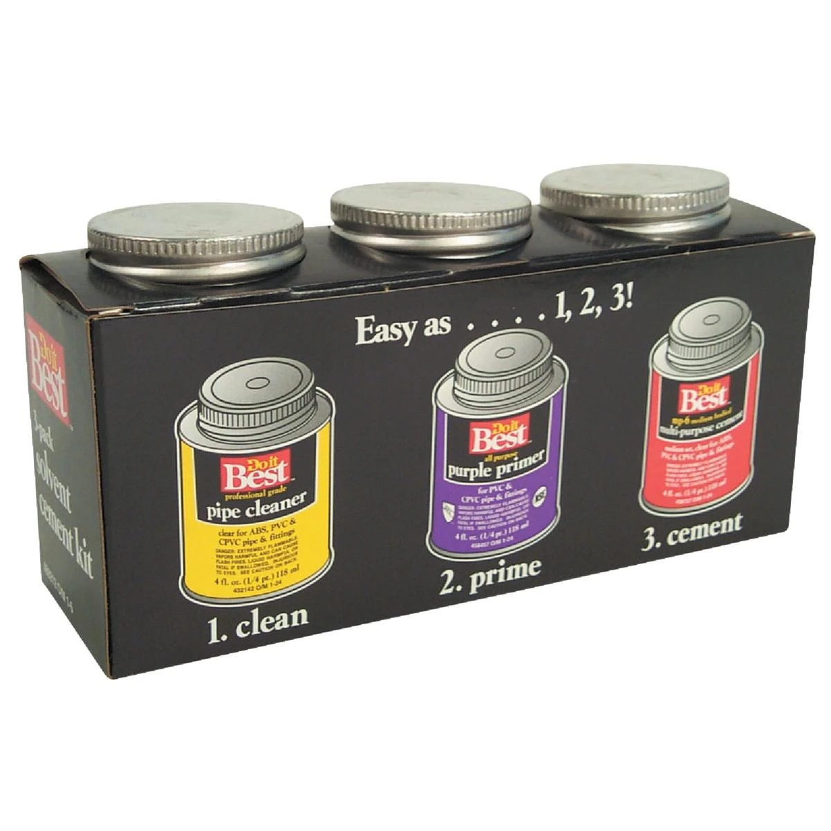 Cleaner, Primer & Pvc Cement Kit, (3) 4 Oz. Cans