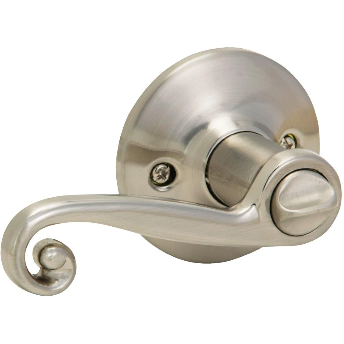Brushed Nickel Scroll Privacy Door Lever