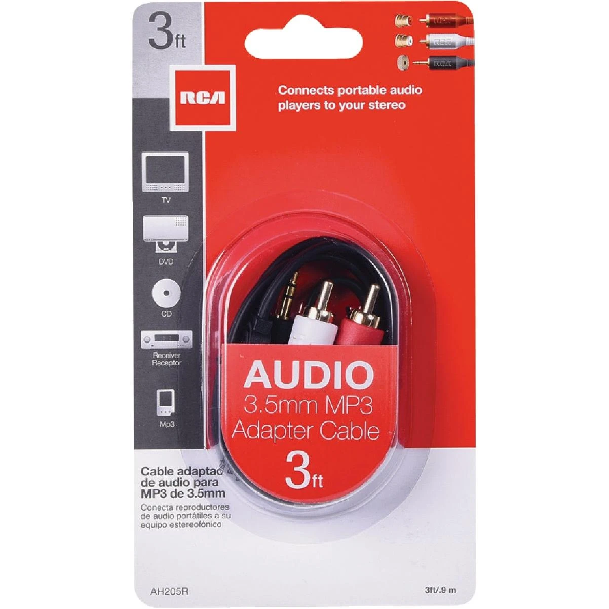 3 Ft. Single 3.5 Mm Male Rca Y-adapter