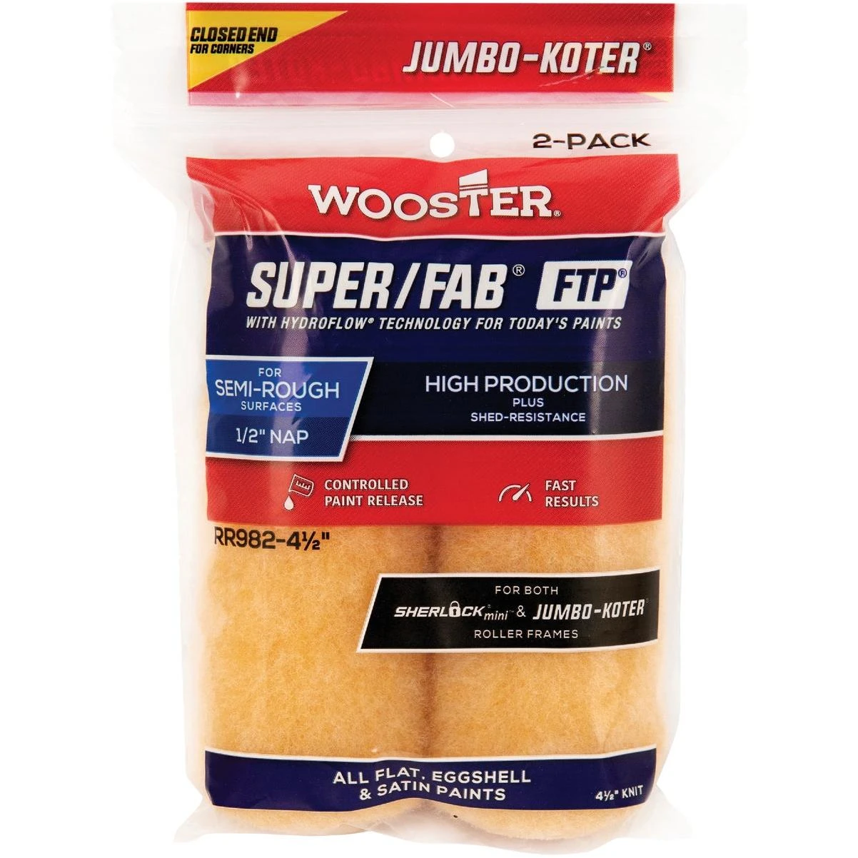 Jumbo-koter S/f Ftp 4-1/2 In. X 1/2 In. Knit Roller Cover (2-pack)