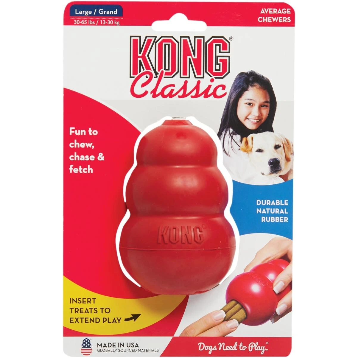 T1m Classic Rubber Dog Toy - Large Red Chew And Training Toy