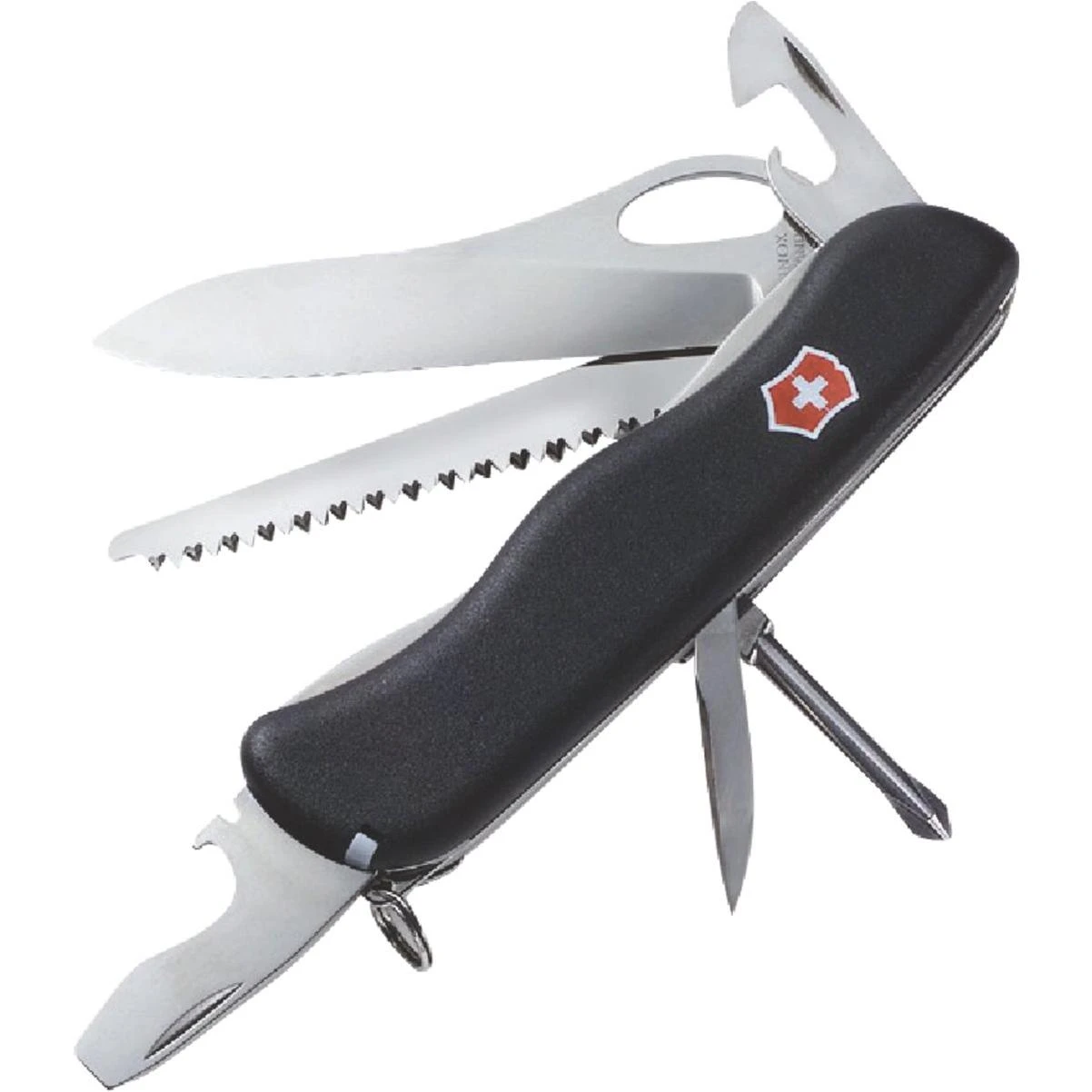 One-hand Trekker 12-function 4.37 In. Black Swiss Army Knife