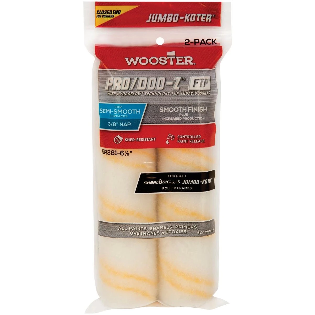 Jumbo-koter Pro/doo-z Ftp 6-1/2 In. X 3/8 In. Woven Paint Roller Cover (2-pack)