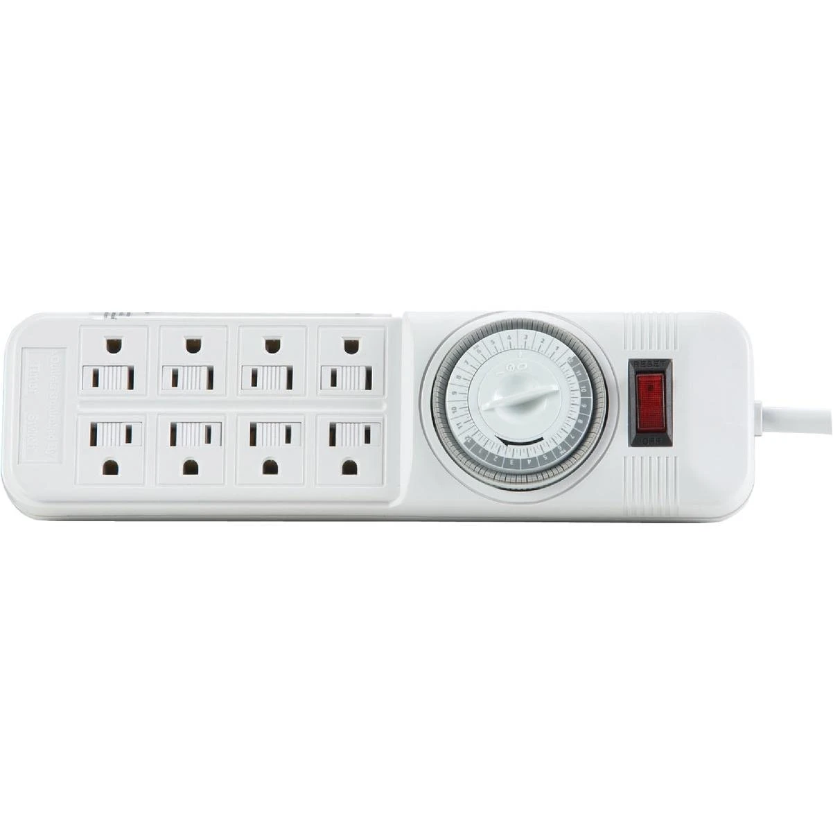 8-outlet White Power Strip With Timer & 4 Ft. Cord