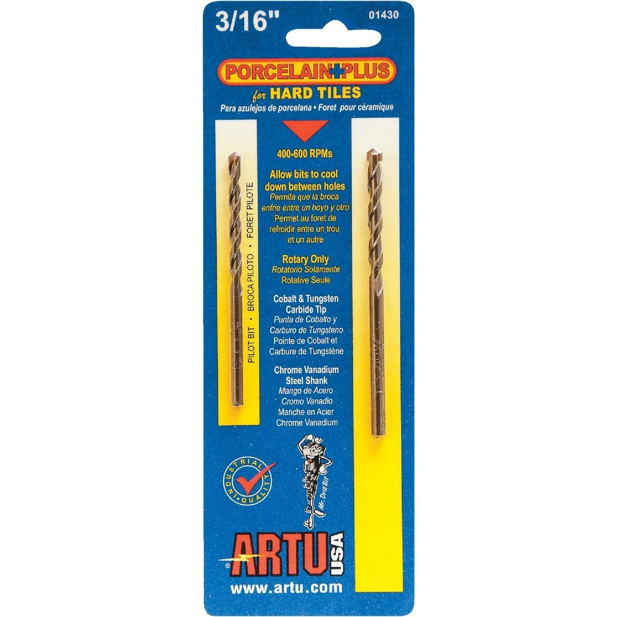 3/16 In. X 3-1/2 In. Cobalt And Tungsten Carbide Glass & Tile Drill Bit