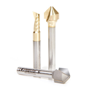 Opens dialog Amana AMS-213 3-Pc 90, 108 Degree and 1/4" Diameter for ACM Panels, 1/4" Shank Pack