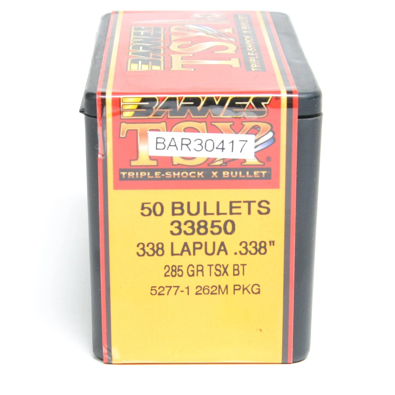 Barnes .338 Diameter 285 Grain Solid Hollow Point TSX 50 Count Bullets