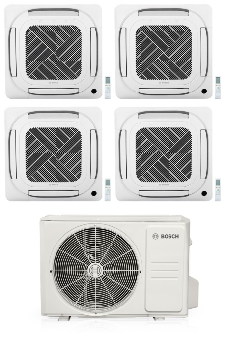 36,000 BTU 4-Zone, Ceiling Cassette Mini-Split Kit (9k+9k+9k+9k Cassettes, Heat Pump), R454B