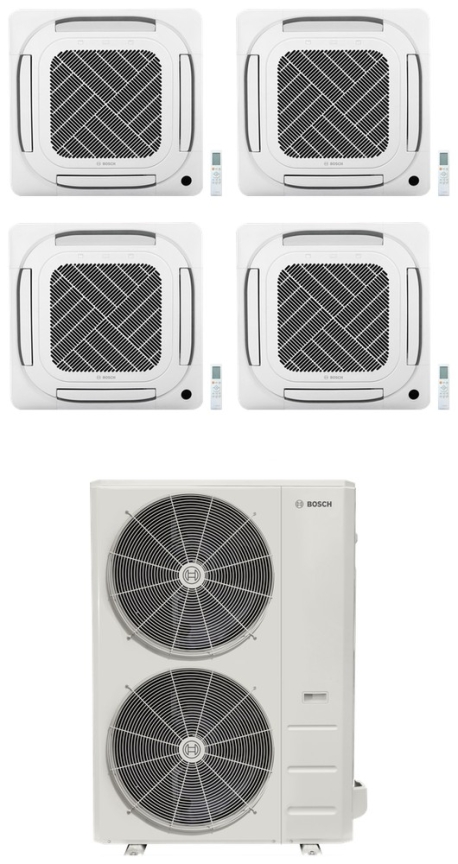 48,000 BTU 4-Zone, Ceiling Cassette Mini-Split Kit (12k+12k+12k+12k Cassettes, Heat Pump), R454B