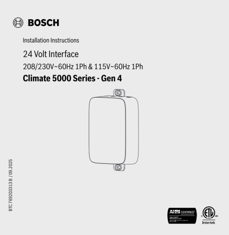 24V Thermostat Interface for Bosch Climate 5000 series (8-733-962-xxx)
