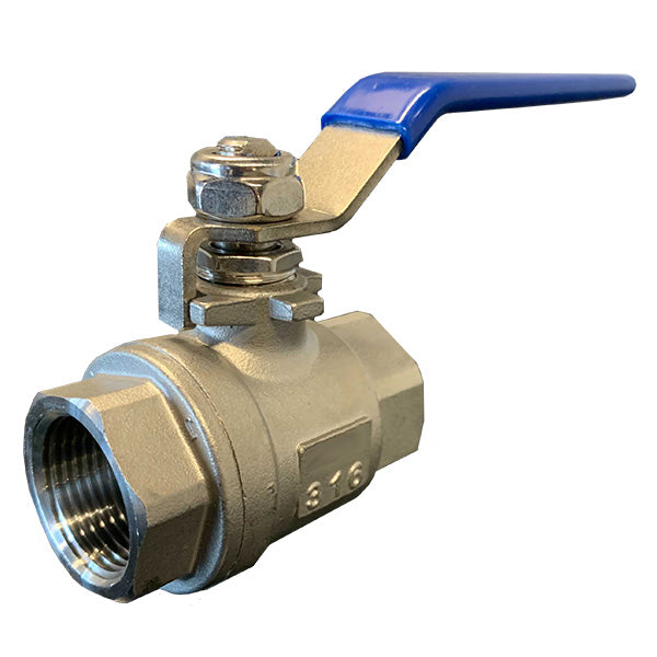 1/2" Flui-PRO 2pc Stainless Steel 316 Ball Valve - Threaded