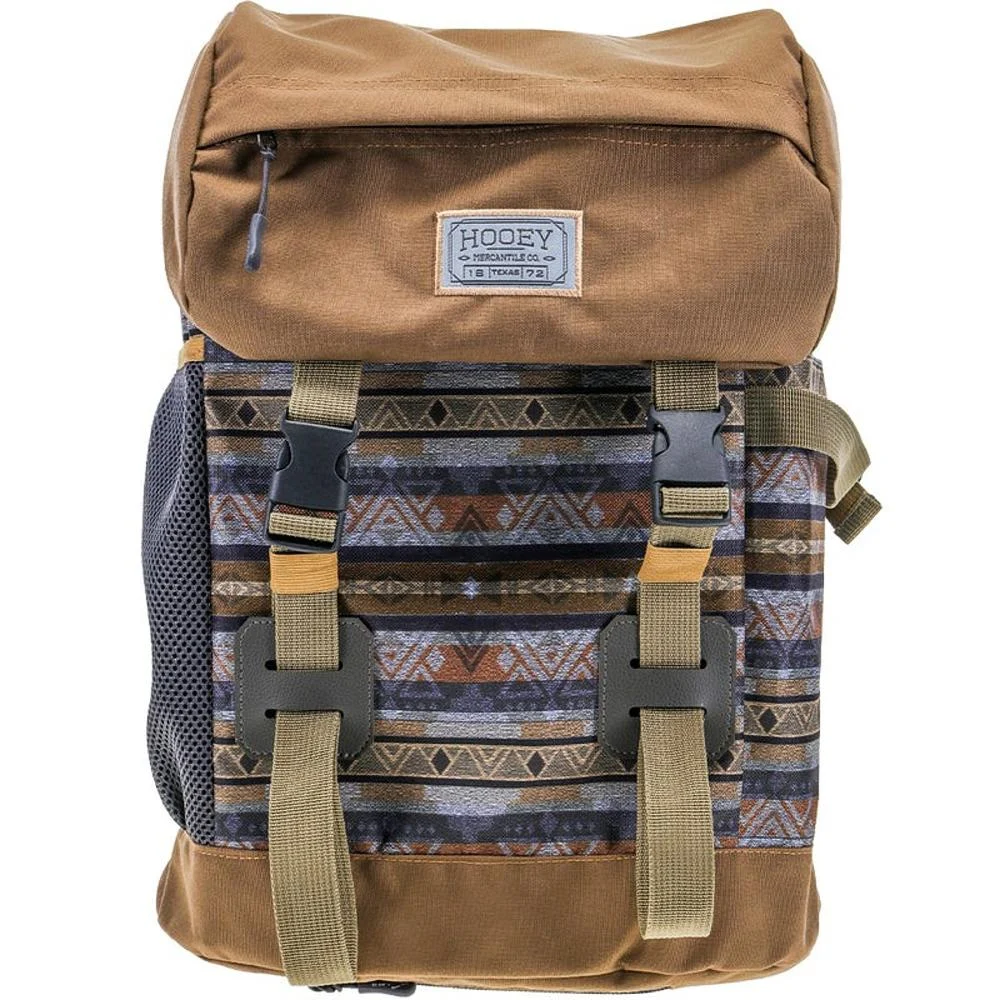 Hooey Backpack Topper II Tan Stripe Pattern Body with Tan Lid