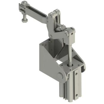 Pneumatic Toggle Clamp, Flanged Base and U-Bar, 550 lb force, 100 degree opening angle