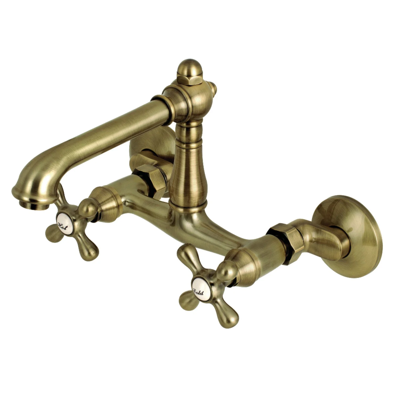 Kingston Brass English Country 6-Inch Adjustable Center Wall Mount Kitchen Faucet, Matte Black