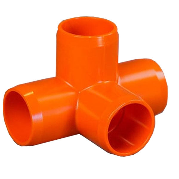 Orange 1" Furniture Fitting 4-way (FF-4W-010-ORANGE)