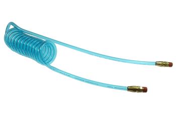 CO PR38-254B-T Flexcoil, 3/8" ID x 25', 1/4" MPT Swivel Reusable, Transparent Blue