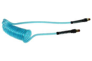 CO PU38-25B-T Flexcoil, 3/8" ID x 25', 3/8" MPT Swivel, Transparent Blue