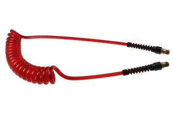 CO PUE38-25B-TR Flexeel Coil, 3/8" ID x 25', 3/8" MPT Swivel, Transparent Red