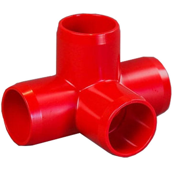 Red 1-1/2" Furniture Fitting 4-way (FF-4W-015-RED)