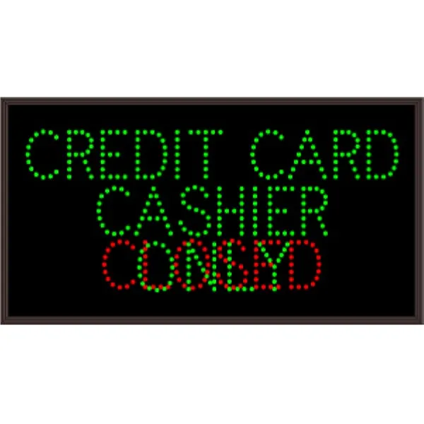 Signal-Tech 33412 TCL1426GGR-B415 CASHIER | CREDIT CARD ONLY | CLOSED Outdoor Blank-out LED Direct-view Sign