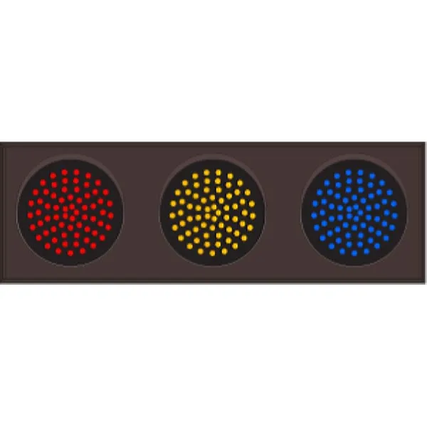 Signal-Tech 34988 TCL721RAB-226H Indicator Dots, Triple with Hoods, Horizontal, 4 in dia, Red – Amber – Blue Outdoor Blank-out LED Direct-view Sign