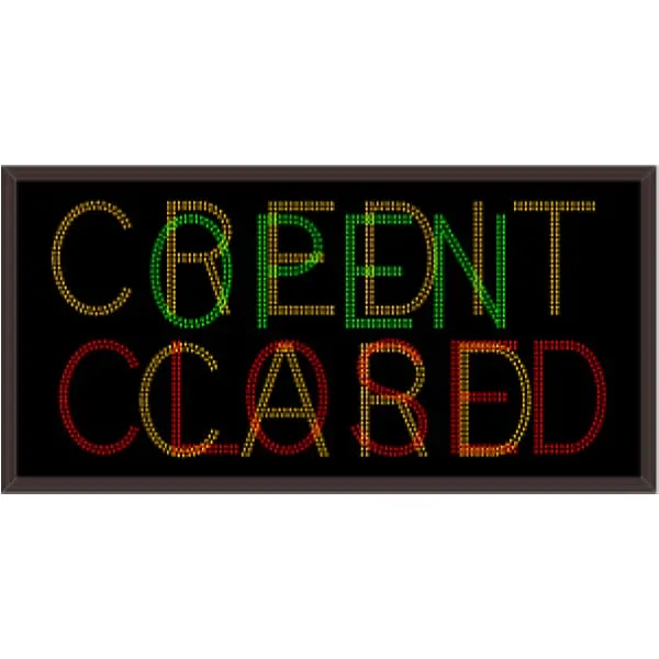 Signal-Tech 35026 TCL3060AGR-D497 CREDIT CARD | OPEN | CLOSED Outdoor Blank-out LED Direct-view Sign