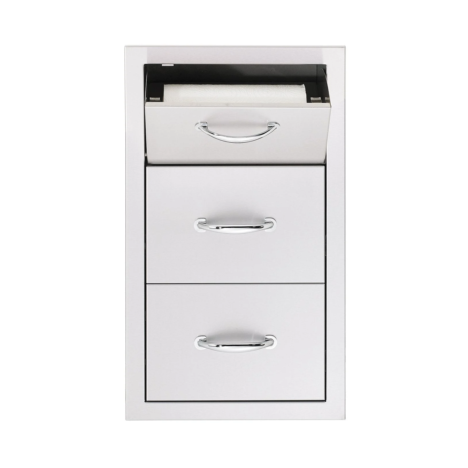 Summerset SSTDC-17 17″ Stainless Steel Vertical 2-Drawer & Paper Towel Holder Combo