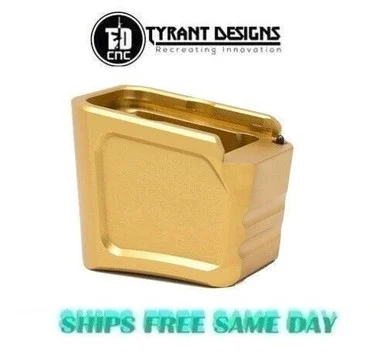 Tyrant Designs +4/5 Glock 19, 23 & 26 Mag Extension, GOLD # TD-G19MAGEX-GLD