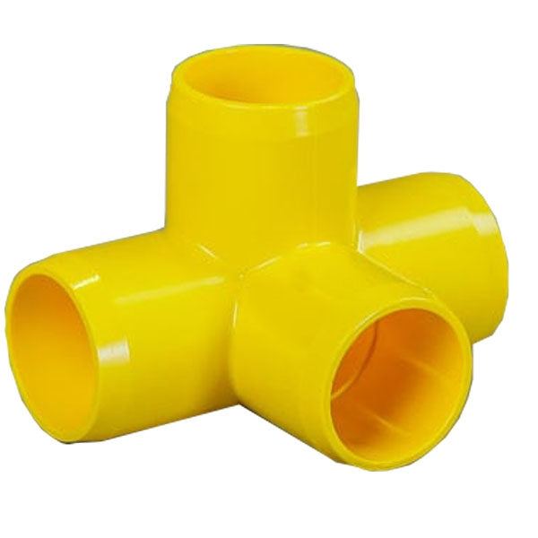 Yellow 1-1/4" Furniture Fitting 4-way (FF-4W-012-YELLOW)